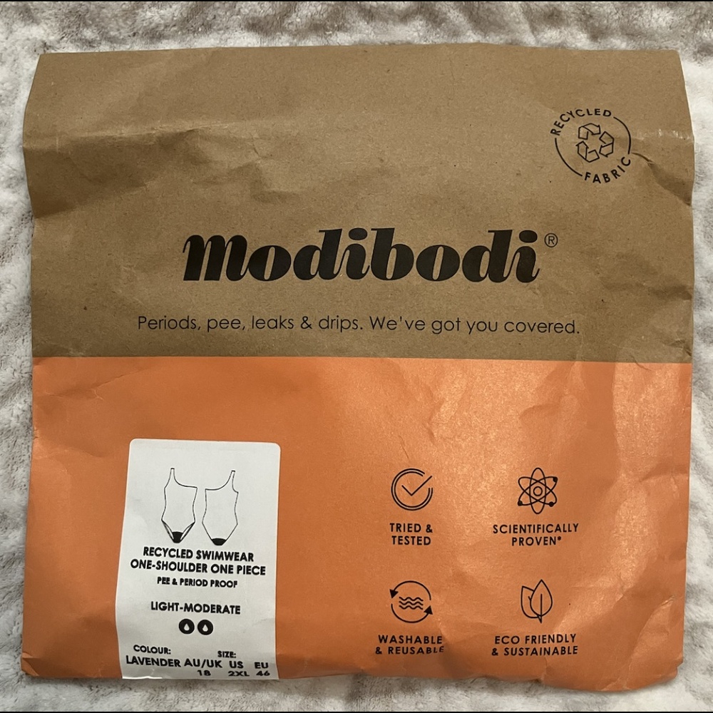 NEW UNOPENED Modibodi Recycled Swimwear One-Shoulder One Piece